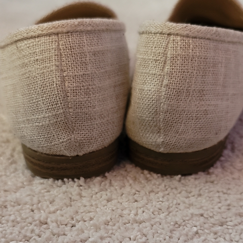 Beige Woven Style Loafers with Gold Buckle - Picture 3 of 9
